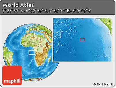 Physical Location Map of the Area around 7° 10' 2" S, 6° 1' 30" E