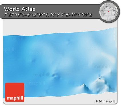 Physical 3D Map of the Area around 7° 10' 2" S, 70° 37' 30" E