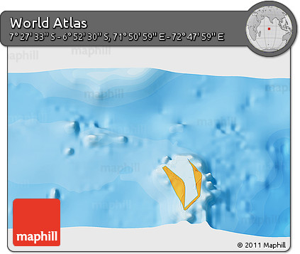 Political 3D Map of the Area around 7° 10' 2" S, 72° 19' 29" E