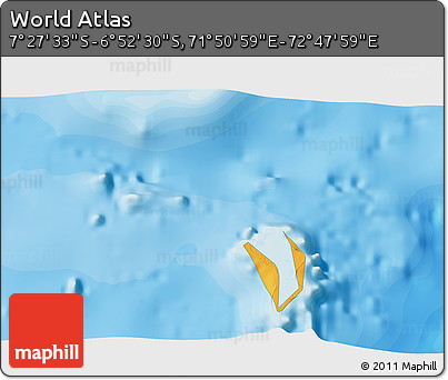 Political 3D Map of the Area around 7° 10' 2" S, 72° 19' 29" E