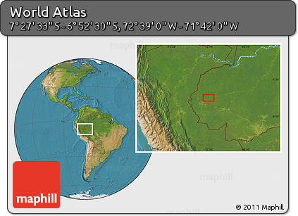 Satellite Location Map of the Area around 7° 10' 2" S, 72° 10' 30" W