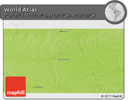 Physical 3D Map of the Area around 7° 10' 2" S, 73° 1' 30" W