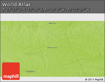 Physical 3D Map of the Area around 7° 10' 2" S, 73° 1' 30" W