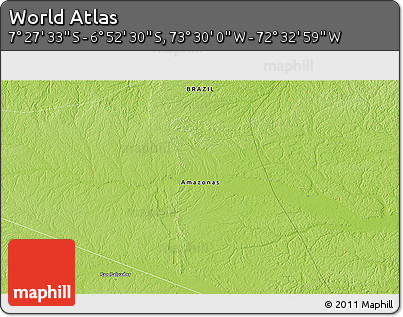 Physical 3D Map of the Area around 7° 10' 2" S, 73° 1' 30" W