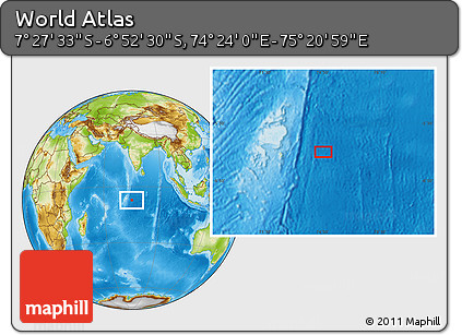 Physical Location Map of the Area around 7° 10' 2" S, 74° 52' 30" E