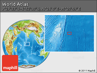 Physical Location Map of the Area around 7° 10' 2" S, 74° 52' 30" E