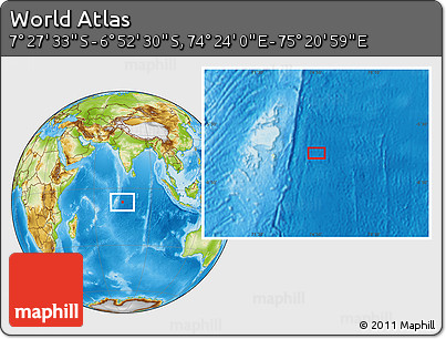 Physical Location Map of the Area around 7° 10' 2" S, 74° 52' 30" E