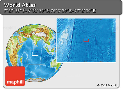 Physical Location Map of the Area around 7° 10' 2" S, 76° 34' 29" E
