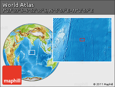 Physical Location Map of the Area around 7° 10' 2" S, 76° 34' 29" E