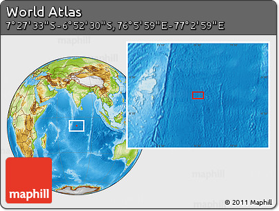 Physical Location Map of the Area around 7° 10' 2" S, 76° 34' 29" E