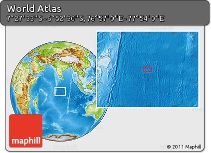 Physical Location Map of the Area around 7° 10' 2" S, 77° 25' 30" E