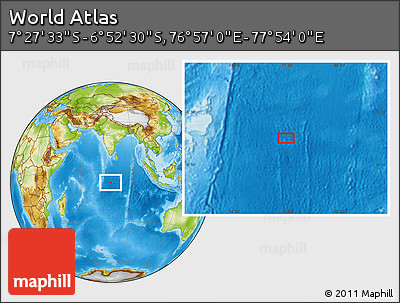 Physical Location Map of the Area around 7° 10' 2" S, 77° 25' 30" E