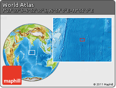 Physical Location Map of the Area around 7° 10' 2" S, 77° 25' 30" E