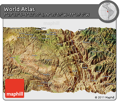 Satellite 3D Map of the Area around 7° 10' 2" S, 78° 7' 30" W