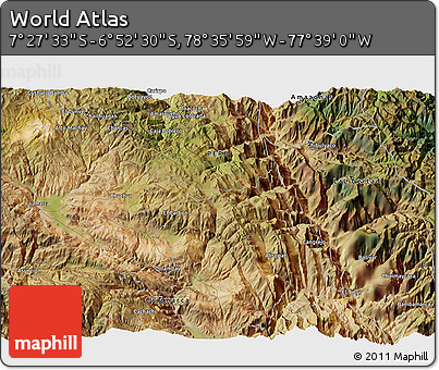 Satellite 3D Map of the Area around 7° 10' 2" S, 78° 7' 30" W