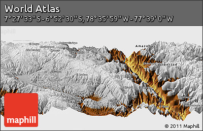 Physical Panoramic Map of the Area around 7° 10' 2" S, 78° 7' 30" W