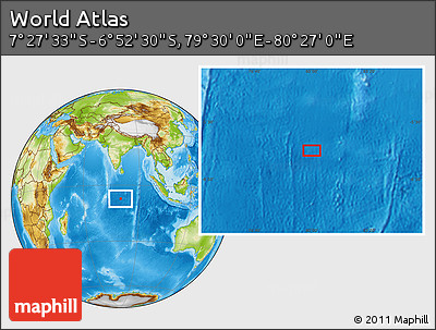 Physical Location Map of the Area around 7° 10' 2" S, 79° 58' 29" E