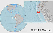 Gray Location Map of the area around 7° 10' 2" S, 80° 40' 30" W, hill shading