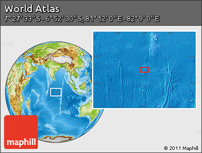 Physical Location Map of the Area around 7° 10' 2" S, 81° 40' 30" E