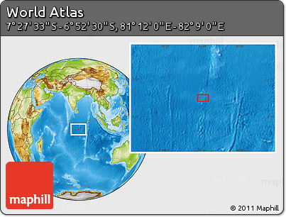 Physical Location Map of the Area around 7° 10' 2" S, 81° 40' 30" E