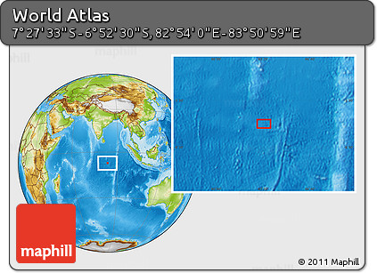 Physical Location Map of the Area around 7° 10' 2" S, 83° 22' 30" E