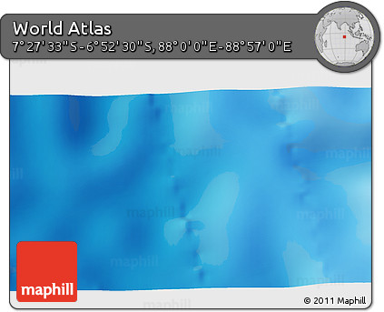 Physical 3D Map of the Area around 7° 10' 2" S, 88° 28' 29" E