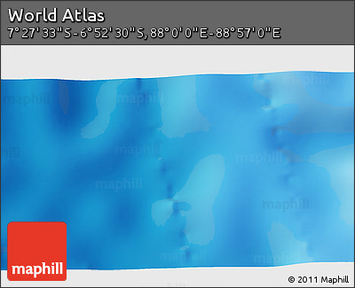 Physical 3D Map of the Area around 7° 10' 2" S, 88° 28' 29" E