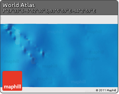 Physical 3D Map of the Area around 7° 10' 2" S, 93° 34' 29" E