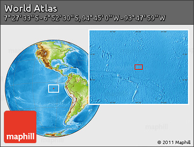 Physical Location Map of the Area around 7° 10' 2" S, 94° 16' 30" W