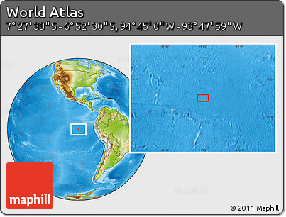 Physical Location Map of the Area around 7° 10' 2" S, 94° 16' 30" W