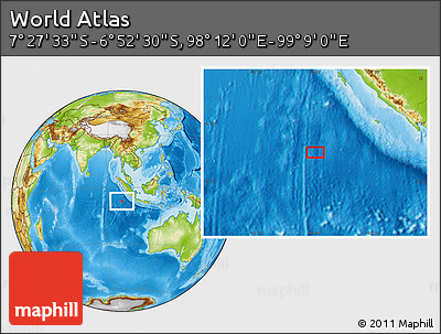 Physical Location Map of the Area around 7° 10' 2" S, 98° 40' 30" E