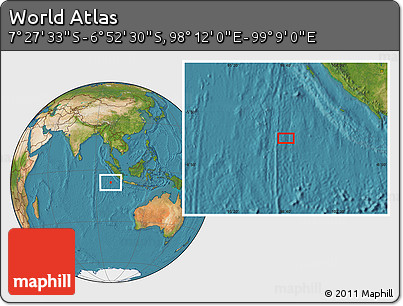 Satellite Location Map of the Area around 7° 10' 2" S, 98° 40' 30" E