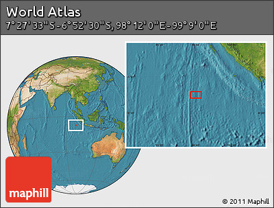 Satellite Location Map of the Area around 7° 10' 2" S, 98° 40' 30" E