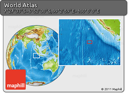 Physical Location Map of the Area around 7° 10' 2" S, 99° 31' 30" E
