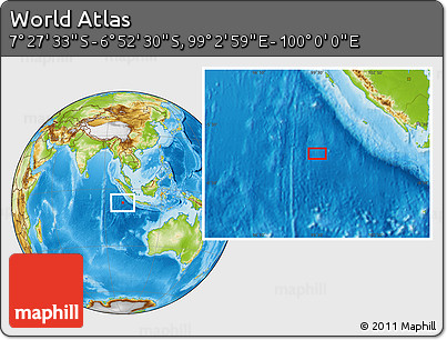 Physical Location Map of the Area around 7° 10' 2" S, 99° 31' 30" E