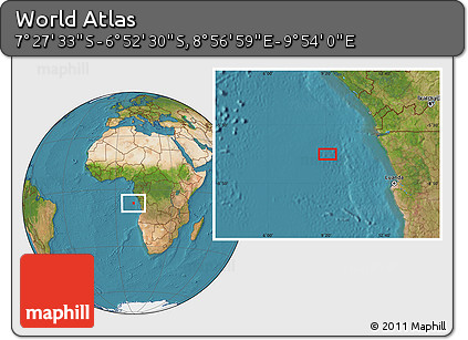 Satellite Location Map of the Area around 7° 10' 2" S, 9° 25' 30" E