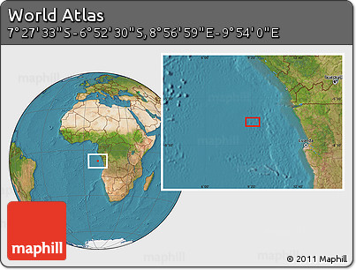 Satellite Location Map of the Area around 7° 10' 2" S, 9° 25' 30" E