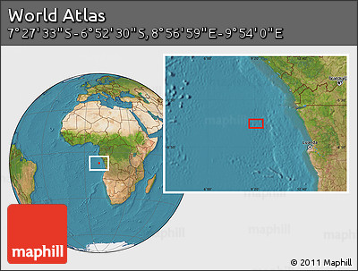 Satellite Location Map of the Area around 7° 10' 2" S, 9° 25' 30" E