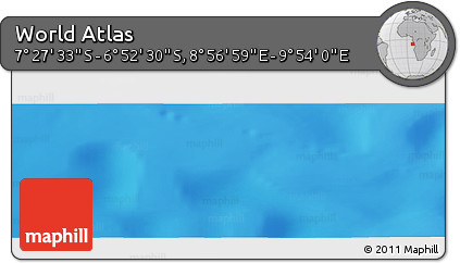 Physical Panoramic Map of the Area around 7° 10' 2" S, 9° 25' 30" E