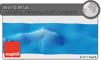 Physical Panoramic Map of the Area around 7° 41' 23" S, 0° 4' 30" E