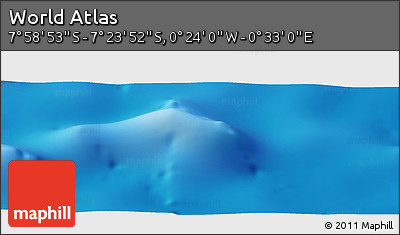 Physical Panoramic Map of the Area around 7° 41' 23" S, 0° 4' 30" E