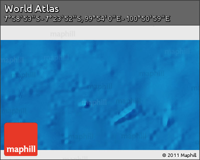 Physical 3D Map of the Area around 7° 41' 23" S, 100° 22' 30" E