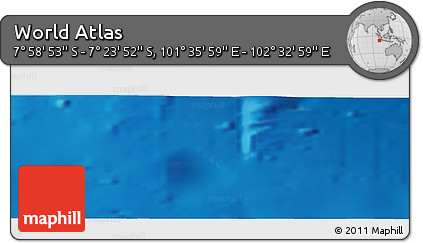 Physical Panoramic Map of the Area around 7° 41' 23" S, 102° 4' 29" E