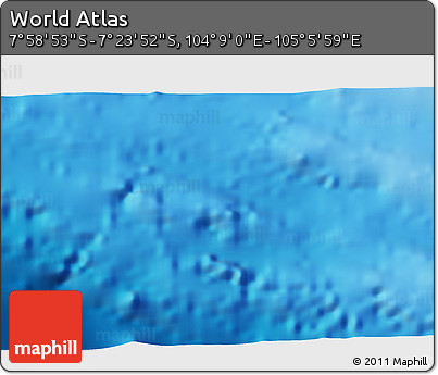 Physical 3D Map of the Area around 7° 41' 23" S, 104° 37' 30" E