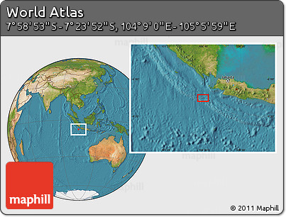 Satellite Location Map of the Area around 7° 41' 23" S, 104° 37' 30" E