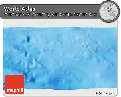 Political 3D Map of the Area around 7° 41' 23" S, 105° 28' 29" E