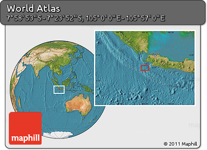 Satellite Location Map of the Area around 7° 41' 23" S, 105° 28' 29" E