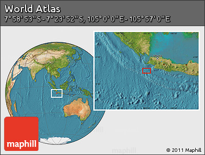 Satellite Location Map of the Area around 7° 41' 23" S, 105° 28' 29" E