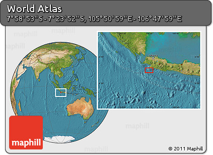 Satellite Location Map of the Area around 7° 41' 23" S, 106° 19' 29" E