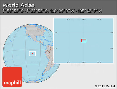 Gray Location Map of the Area around 7° 41' 23" S, 106° 10' 30" W